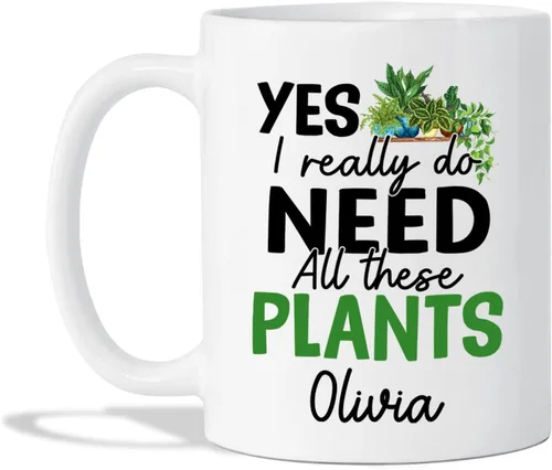 Miniatura 8 de Regalos personalizados para jardineros, taza de jardín con la frase "All I Need Is This Plant", taza de café para jardineros, taza para amantes