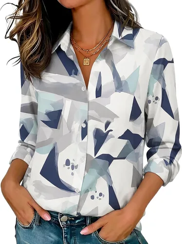 Miniatura 33 de Camisas elásticas suaves sin arrugas con botones para mujer, tops transpirables que absorben la humedad para vestir casual de trabajo