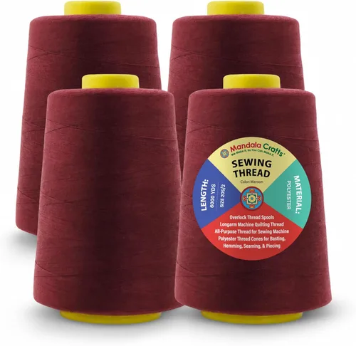 Miniatura 136 de Mandala Crafts 4 Pack of Serger Threads Cones Spools - 20S/2 24000 Yards Polyester Baby Blue Threads for Sergers Machine and Overlock Quilting