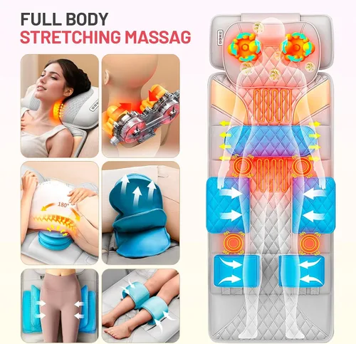 Miniatura 2 de Patinco Masajeador Shiatsu con calor de cuerpo completo para cuello, hombros, espalda, piernas, almohadilla de masaje de espalda portátil y plegable