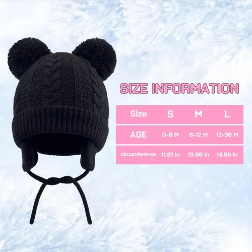 Miniatura 33 de Duoyeree Gorro de invierno para niños pequeños con solapa para las orejas, bufanda gruesa y cálida gorra de calavera para niños y niñas