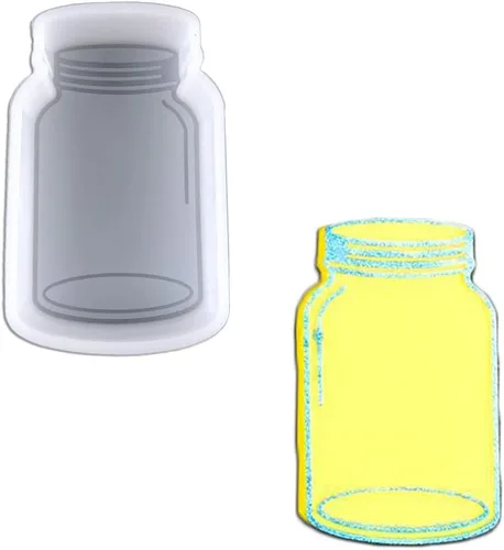 Forma de tarro de vidrio transparente Freshie molde de silicona para hacer jabón Aroma Beads Car Freshie, colgante, vela, resina