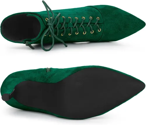 Miniatura 5 de Allegra K Botines de tacón de aguja con cordones y cremallera lateral para mujer