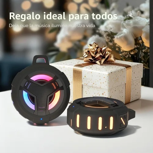 Miniatura 9 de EBODA Altavoz de ducha Bluetooth, altavoces Bluetooth portátiles, altavoz inalámbrico impermeable IP67 con luz LED, flotante, 2000 mAh, estéreo Negro