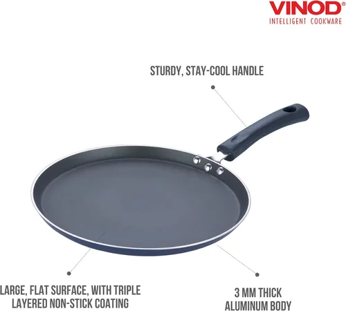 Miniatura 4 de Vinod Cookware Plancha para Dosa (Tawa) con Base de Inducción - Sartén Antiadherente 100% Aluminio con Superficie Antiarañazos - Sartén Plana