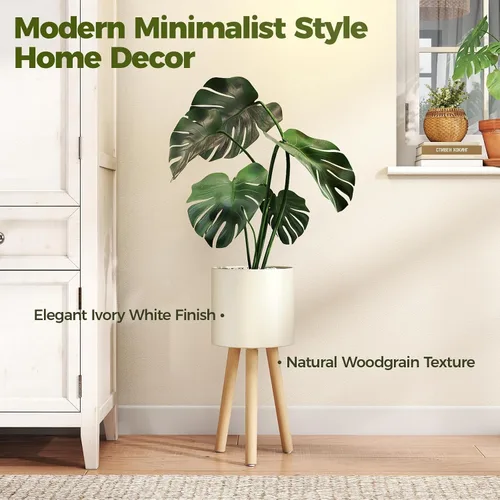 Miniatura 8 de Bamworld - Soporte individual para plantas de interior, soporte de metal para plantas de interior, patas de madera, soporte para macetas