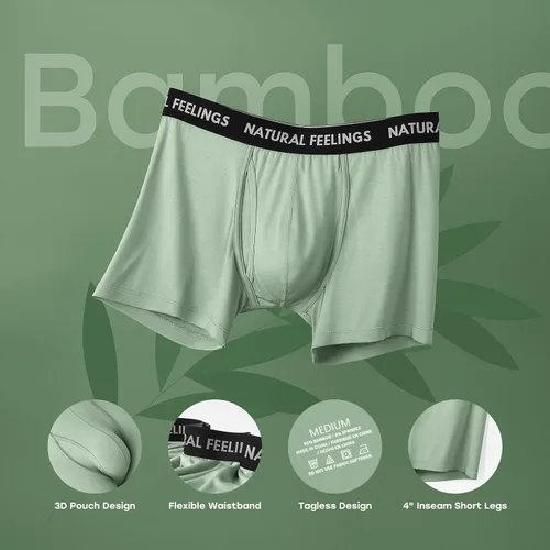 Miniatura 4 de Natural Feelings Ropa interior de bambú para hombre, ropa interior cómoda y transpirable para hombres con bragueta abierta, paquete de 5