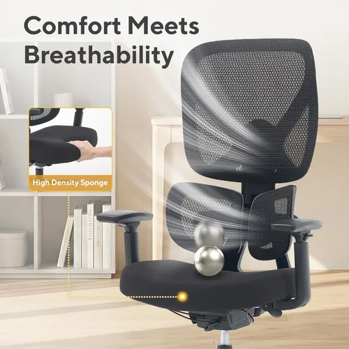 Miniatura 9 de Nouhaus Ergo Morph Silla de oficina ergonómica, sillas de oficina de malla con respaldo alto con soporte lumbar dinámico de doble zona, respaldo