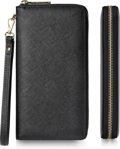 Miniatura 8 de Chelmon - Monedero para mujer de cuero genuino con bloqueo de señal RFID, para tarjetas de crédito