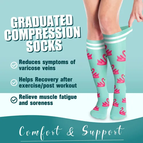 Miniatura 2 de COOLOVER Calcetines de compresión para mujeres y hombres, ideales para circulación, correr, atletismo, recuperación, enfermera, viajes