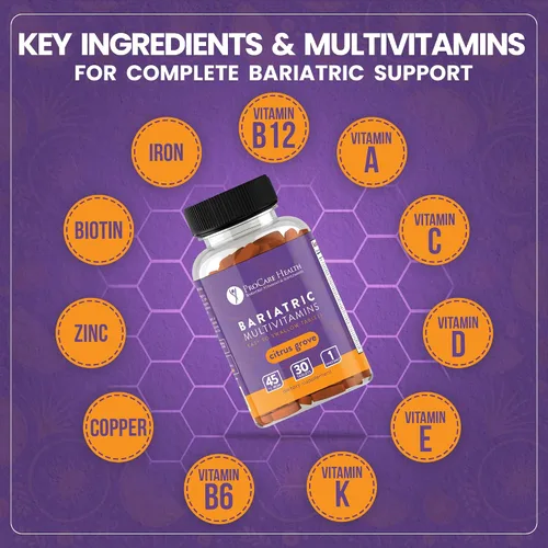 Miniatura 5 de Procare Health Multivitamínico bariátrico con hierro de 45 mg fácil de tragar, 30 comprimidos, vitaminas bariátricas postoperatorias para píldoras