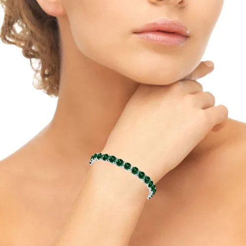 Miniatura 3 de B. BRILLIANT Pulsera de plata de ley genuina, creada o simulada de 0.236 in con piedras preciosas redondas para mujer