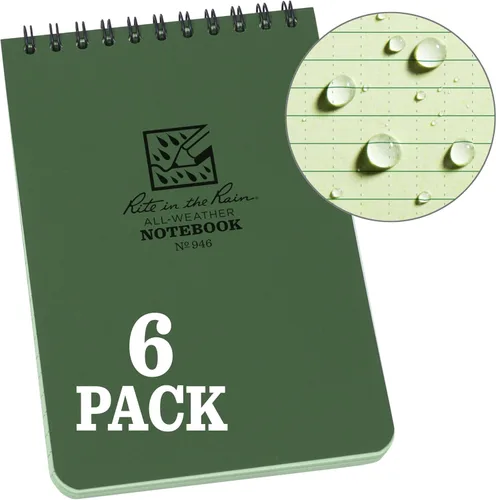Miniatura 5 de Rite in the Rain Cuaderno de espiral superior resistente a la intemperie, 4 x 6 pulgadas, cubierta verde, patrón universal, paquete de 6