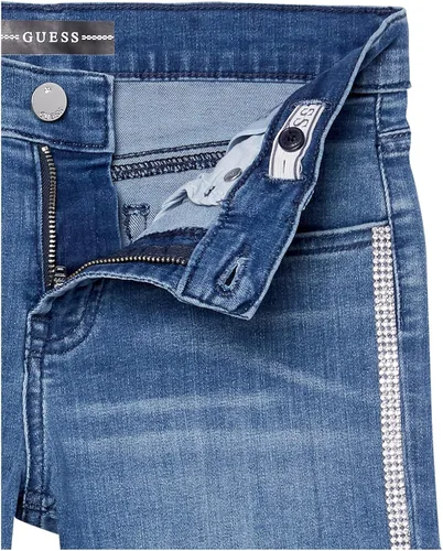 Miniatura 3 de GUESS Pantalones cortos de mezclilla elásticos Crystal Strass para niña