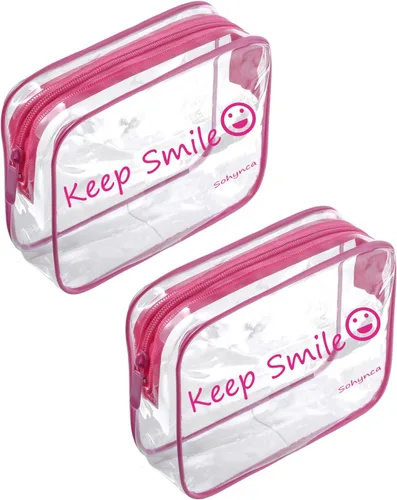 Sohynca Bolsa de aseo de PVC transparente, impermeable, bolsa de cosméticos, minimalista, bolsa de maquillaje, pequeña bolsa de cosméticos ordenada,