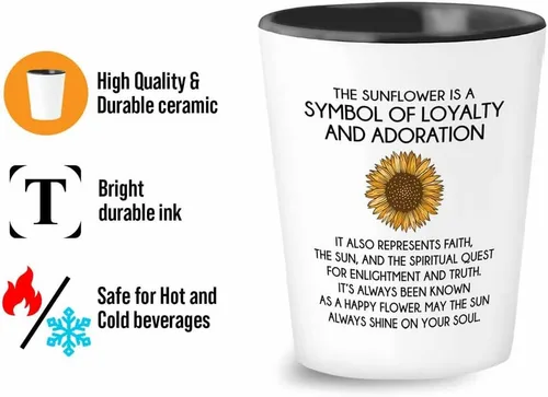 Miniatura 4 de Vaso de chupito de afirmación diaria de 1.5 onzas – Adoración de girasol – Regalo divertido para recordatorio, compañero de trabajo, amistad