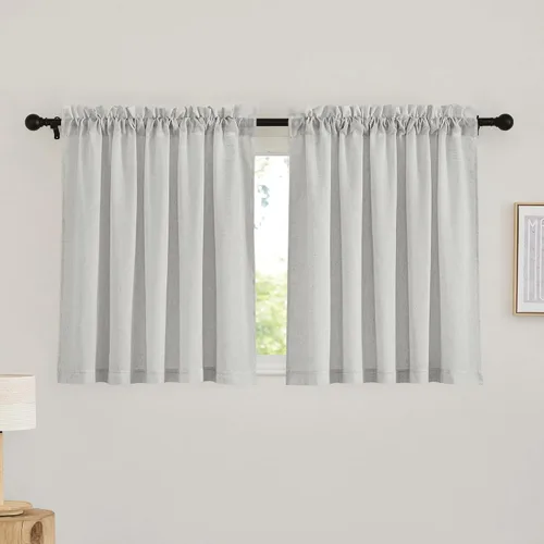 Miniatura 45 de RYB HOME - Cortinas de lino natural de 36 pulgadas de largo, juego de 2 paneles - Cortinas tejidas de lino suaves y transpirables, cortinas ligeras