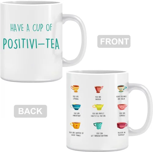 Miniatura 2 de LNOKRIM Taza Positivi-Tea, Taza de Café de Autoafirmación de Positividad, Regalo para Maestro Terapeuta Consejero, Taza de Café de Diálogo Interno