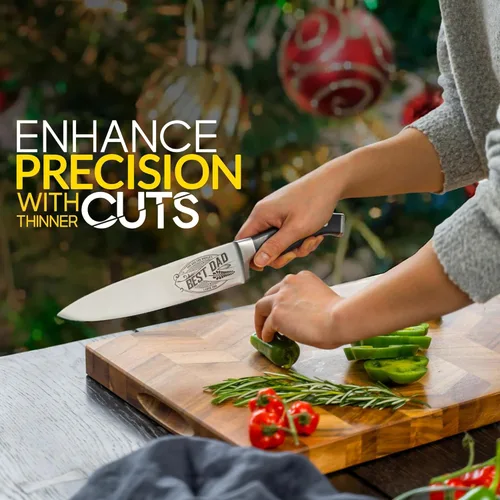 Miniatura 5 de Cuchillo de chef de alta calidad, regalo de cumpleaños, cuchillo de cocina de acero al carbono de 8 pulgadas con mango de madera de Pakka, Día