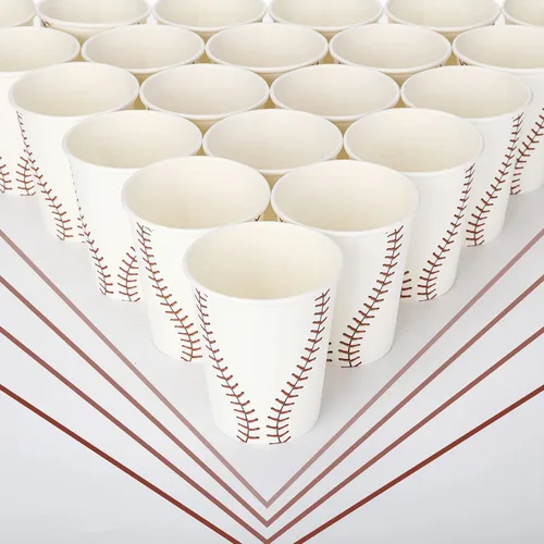 Miniatura 2 de Teling 100 piezas de suministros de fiesta de béisbol, vasos de papel desechables de 9 onzas para deportes, decoraciones de fiesta de béisbol, vasos