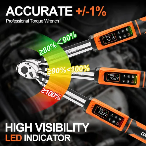 Miniatura 6 de coobeast Llave dinamométrica digital, llave dinamométrica electrónica de accionamiento de 3/8 con valor preestablecido