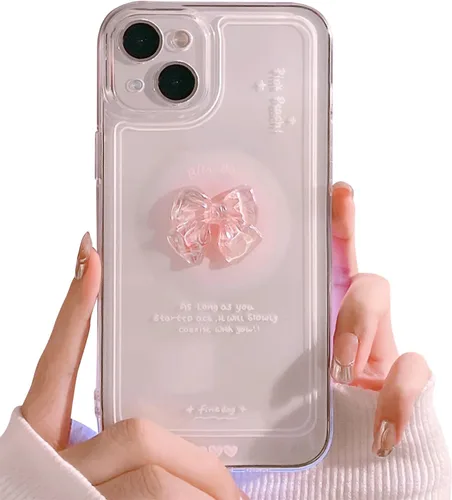 Miniatura 18 de Ownest Compatible para iPhone 7/iPhone 8/iPhone SE Linda Funda de 3D Rosa Moño Delgado Transparente Diseño Estético Protección para Lente de Cámara