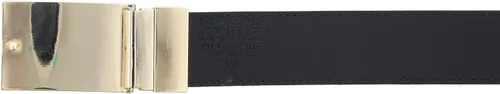 Miniatura 3 de Versace Jeans Couture - Cinturón reversible ajustable de cuero negro con estampado barroco y hebilla dorada para hombre