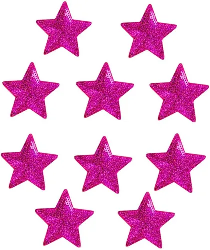 Miniatura 7 de Paquete de 10 parches bordados con lentejuelas brillantes de 5 estrellas para coser con apliques, color rojo