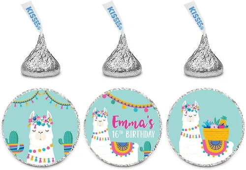 Miniatura 14 de Andaz Press Fiesta de cumpleaños de llama y cactus, banderín colgante personalizado con cuerda, cumpleaños número 16 de Emma, 5 pies, 1 juego