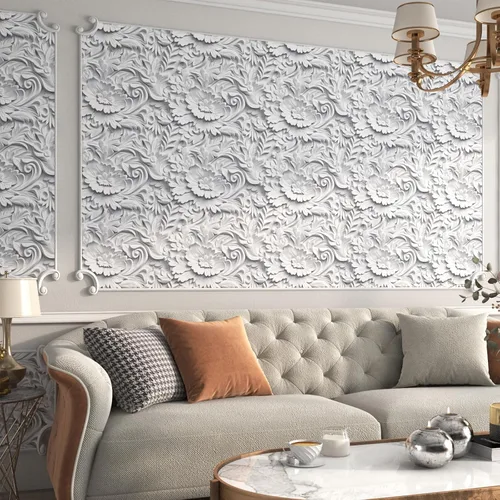 Miniatura 6 de Papel tapiz floral 3D de imitación para despegar y pegar, papel tapiz moderno de plasto de plástico con flores grandes, papel de contacto blanco