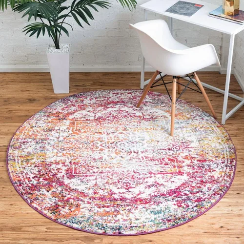 Unique Loom Richmond Collection - Alfombra de área con medallón (7 pies 1 pulgada, redonda, multicolor y negro)