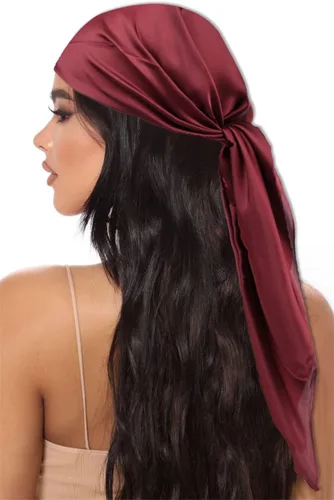 Miniatura 85 de Conjunto de bufanda de poliéster de gasa cuadrada de satén suave y grande para mujer, cuello de cabeza, multiuso, colores sólidos disponibles