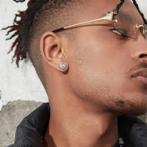 Miniatura 3 de MILACOLATO Aretes tipo dormilona de circonita cúbica para mujeres y hombres, chapados en oro de 18 quilates, aretes de plata de ley hipoalergénica