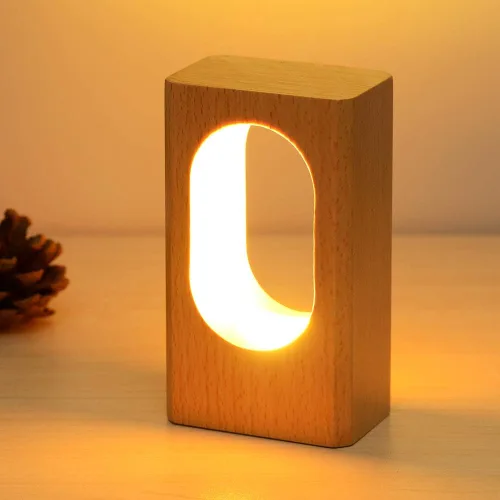 Miniatura 8 de LONRISWAY Lámpara de escritorio LED de madera, luz nocturna de noche de noche, iluminación LED regulable, lámpara de mesa creativa para decoración
