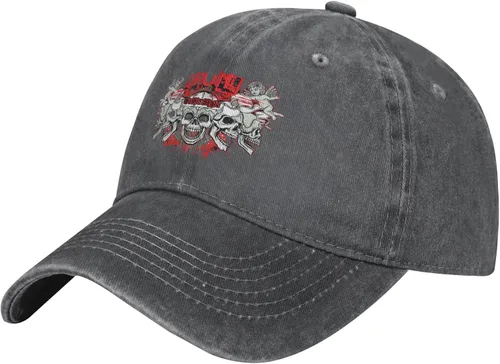 Cowboy Hat Trendy Hats for Man and Women Djustable Four Season Outdoor Baseball Cap of Hell Skull with Angel Deep Heather