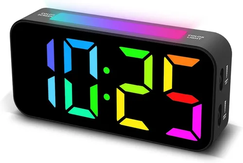 Miniatura 11 de Relojes despertadores fuertes Topski para dormitorios para personas que duermen pesadas, reloj de cabecera digital con luz nocturna, pantalla RGB