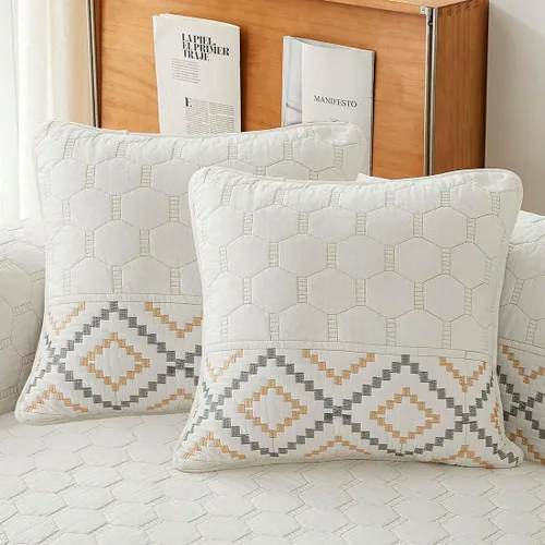 Miniatura 10 de vctops Funda de sofá bordada con diamantes 100% de algodón, acolchada y suave, antideslizante, lavable, protector de muebles (gris, 28 x 28 pulgadas)
