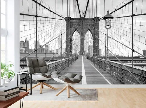 Miniatura 2 de Papel tapiz fotográfico 3D de Brooklyn Bridge, mural de puente de edificio de la ciudad, murales de pared, espacio para sala de estar, dormitorio
