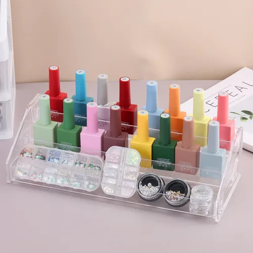 Miniatura 3 de SUTOKAKA Organizador de exhibición de esmalte de uñas, soporte para lentes de acrílico transparente, estante de almacenamiento de aceite esencial