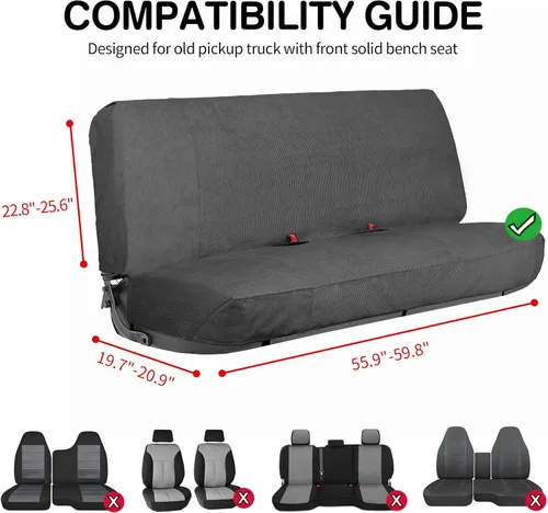 Miniatura 7 de Leader Accessories - Funda universal para asientos de auto para camioneta de tamaño completo o asientos de banco de coche, gris Pana Gris