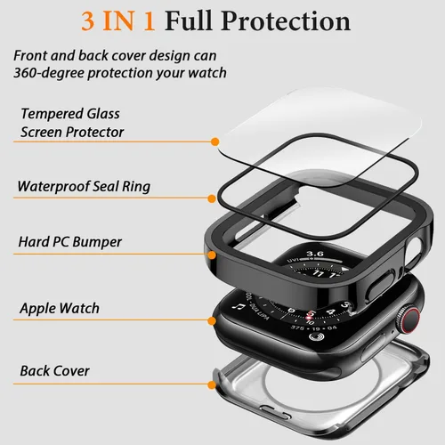 Miniatura 2 de Amizee 2 en 1 Estuche [Paquete de 2] Compatible con Apple Watch SE 3/2/1 Series 6/5/4 40mm con Protector de Pantalla Integrado, Cubierta Protectora