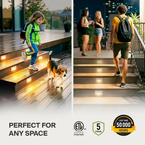 Miniatura 2 de ASD LED Luminaria de Escalera Empotrada, Iluminación de Pasada al Aire Libre del Atardecer al Amanecer 3CCT, Sensor de Movimiento, Fotocélula