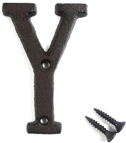 Miniatura 24 de Letras del abecedario de 3" en metal de hierro fundido decorativas, estilo clásico, para colgar letreros de pared, dirección, nombre, letrero