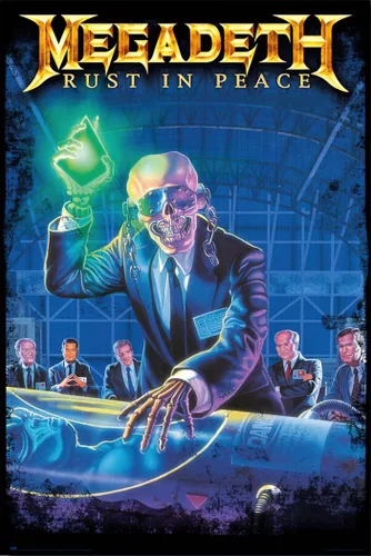 Miniatura 10 de Megadeth - Póster musical (portada del álbum: Rust In Peace) (Tamaño: 24" x 36") (póster laminado y tiras)