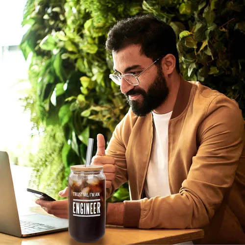 Miniatura 4 de ANOTION Taza de ingeniero para él, regalos para el día de San Valentín, regalos de broma para él, lindas tazas de vidrio, regalos para ingenieros