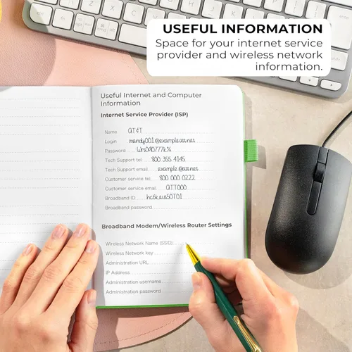 Miniatura 5 de Clever Fox - Libreta de contraseñas con pestañas alfabéticas, organizador de direcciones de Internet, tamaño mediano, para inicios de sesión en Verde