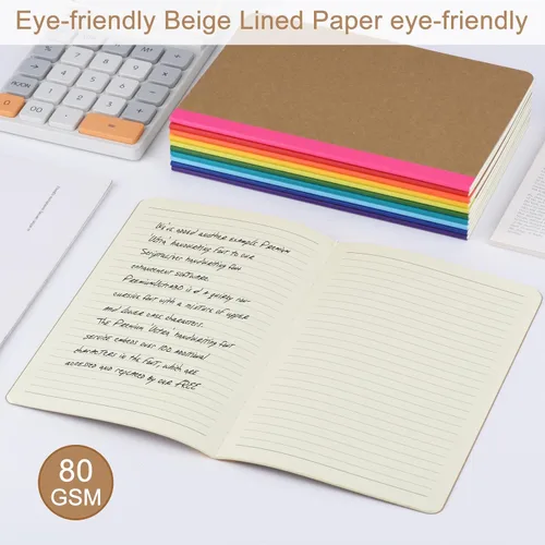 Miniatura 6 de ZCZN - Paquete de 50 cuadernos rayados de colores, A5, con 10 colores, 60 páginas/30 hojas, 21 x 13 cm, papel universitario rayado, cuadernos