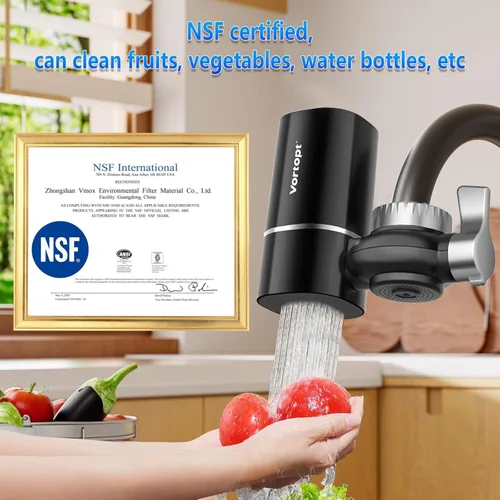 Miniatura 7 de Vortopt Filtro de grifo, certificado NSF, sistema de purificación de agua de alta eficiencia de 400 galones, eliminación rápida del 99% de cloro