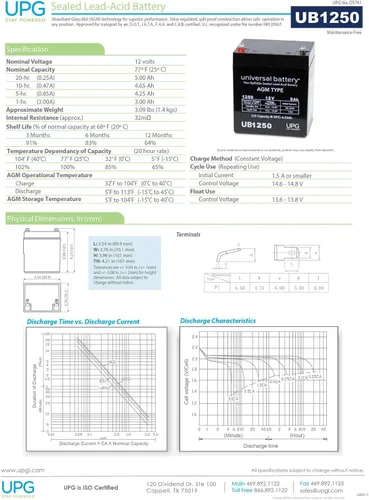 Miniatura 5 de UPG NP5-12 Batería de alarma casera 12v 5ah SLA UB1250