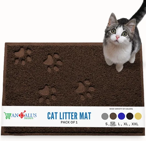 Miniatura 18 de Andalus Tapete Pequeño para Arena de Gatos, Paquete de 1 - Impermeable, Antideslizante y Fácil de Limpiar, Tapete para Caja de Arena de Gatos